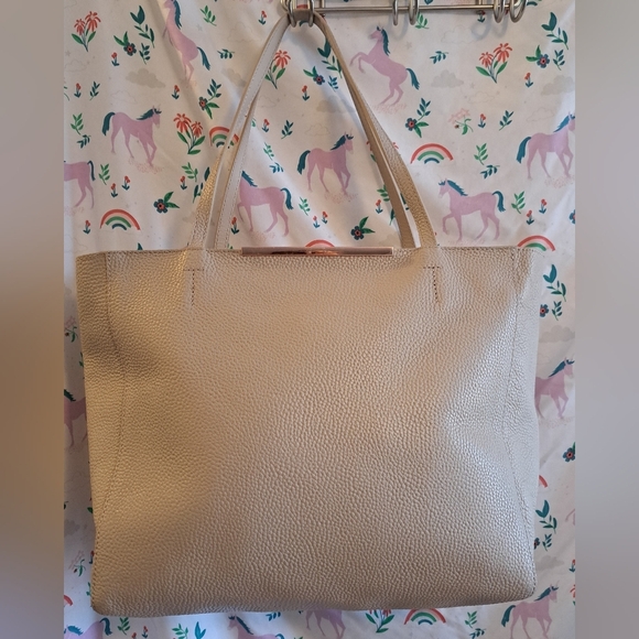 NWT Ted Baker Dixie Nude Pebble Leather Casual Neutral Tote Purse Set w/ Pouch - Picture 3 of 16